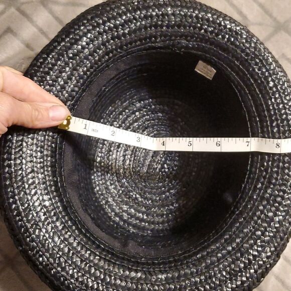 Black Woven Women's Hat River Island Black Straw Hat. Adult size. - Picture 7 of 9